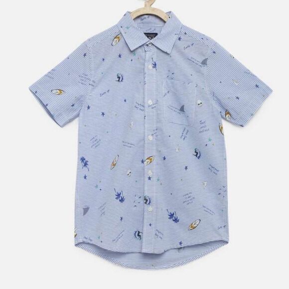 Children’s Place Blue Button Down Short Sleeve Shirt(Size XXL 16) - Picture 1 of 5
